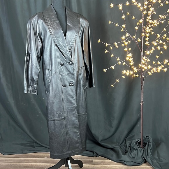 Vintage Winlit Black Leather Trench - Picture 1 of 6